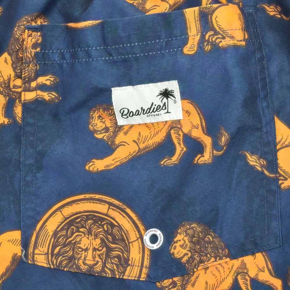 Boardies Apparel Mens 3XL Swim Trunks Blue Gold Lion Print Tropical Vibes Shorts - Picture 5 of 8